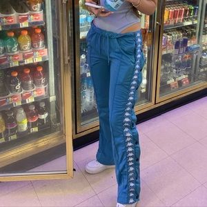 Light blue Kappa straight leg trackpants with buttons on sides
